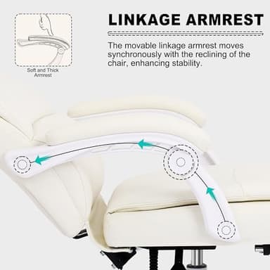 Misolant Big and Tall Office Chair with Footrest, High Back Desk Chair with Linkage Armrest, 90-155° Recline Executive Computer Chairs with Adjustable Height for Home - Image 3