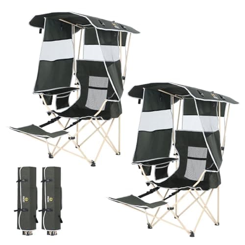 Nice C Chair with Canopy, Umbrella Chairs, Chair with Shades, Sports Chairs, w/Removable Footrest, Cooler Bag, Cup Holder for Camping, Fishing, Sports, Beach (2-P Green) - Image 1