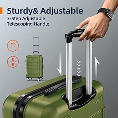 SHOWKOO Luggage Sets Expandable PC+ABS Durable Suitcase Double Wheels TSA Lock Olive Green 3pcs - Image 6