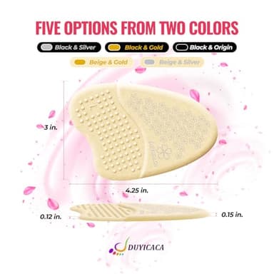 Metatarsal Pads for Women (2 Pairs): Ball of Foot Cushions, Heel Inserts, Non Slip Heel Pads, Heel Cushions for Women Foot Pain Relief and Comfort, One Size Fits Any (Beige & Silver) - Image 6