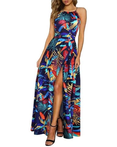 KILIG Women's Summer Maxi Dress 2025 Casual Sleeveless Split Floral Sundress Beach Vacation Flowy Long Dresses(Floral05,L) - Image 1