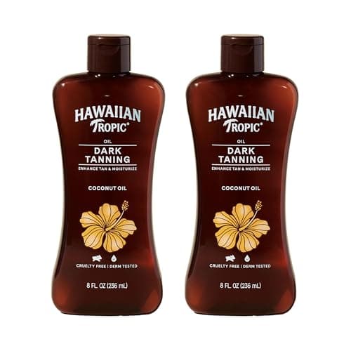 Hawaiian Tropic Dark Tanning Oil, 8oz | Moisturizing Body Oil with Cocoa Butter, Tan Enhancer, 8oz each Twin Pack - Image 1