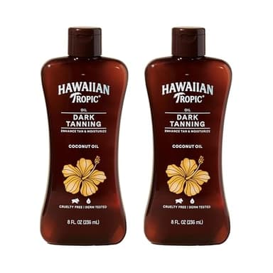 Hawaiian Tropic Dark Tanning Oil, 8oz | Moisturizing Body Oil with Cocoa Butter, Tan Enhancer, 8oz each Twin Pack - Image 1