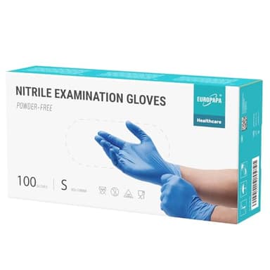 EUROPAPA Nitrile Examination Gloves, Ocean Blue, S, Pack of 100 - Image 1