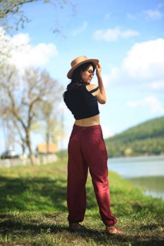 Boho Pants 2-Pocket Flowy Harem Pants Women for Yoga Travel Hippie Clothes - Image 5