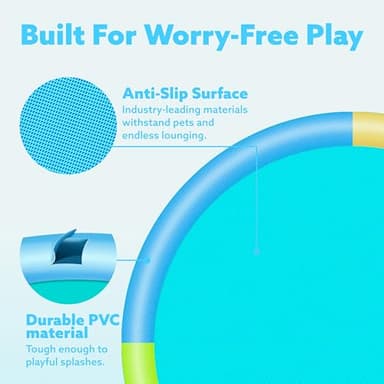 SLOOSH Non-Slip Splash Pad Sprinkler - Outdoor Water Play Toys Backyard Fountain Mat for Toddlers Kids Dogs, Thickened Sprinkler Outside Pool Party Durable for Girls Boys Pets (120in, Multicolor) - Image 3