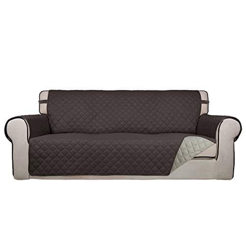 PureFit Reversible Quilted Sofa Cover, Water Resistant Slipcover Furniture Protector, Washable Couch Cover with Non Slip and Elastic Straps for Kids, Dogs, Pets (Sofa, Chocolate/Beige) - Image 1