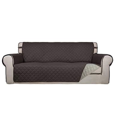 PureFit Reversible Quilted Sofa Cover, Water Resistant Slipcover Furniture Protector, Washable Couch Cover with Non Slip and Elastic Straps for Kids, Dogs, Pets (Sofa, Chocolate/Beige) - Image 1