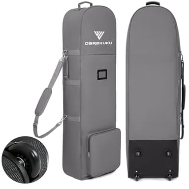 DAREKUKU Golf Travel Covers for Airlines with Detachable Shoulder Straps, Soft Foldable Golf Club Travel Bags, 900D Heavy Duty Oxford -Universal Size, Grey - Image 1