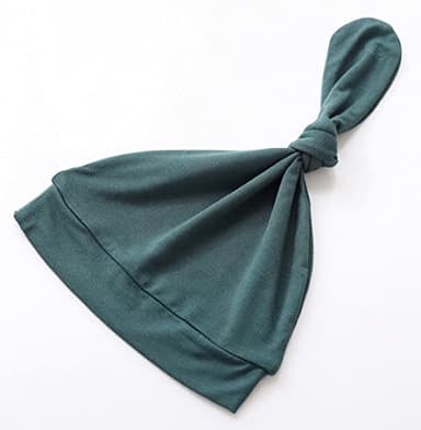 Newborn Baby Boys Girls Knotted Gown Hat Set Soft Viscose from Bamboo Infant Sleeper Baby Sleep Gown with Mittens (Deep Green, 0-3 Months) - Image 6