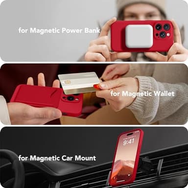 SuydanBox Magnetic for iPhone 13 Pro Max Case, Compatible with MagSafe, [Full Camera Protection][Screen Protector] Silicone Shockproof Protective Phone Case for iPhone 13 Pro Max 6.7", Deep Red - Image 5