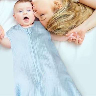 david's kids Muslin Cotton Baby Sleep Sack 18-24 Months, 2 Pack 100% Cotton Sleeping Bag for Summer, TOG 0.5 Baby Wearable Blankets with 2-Way Zipper, Soft Sleep Sacks for Newborn Infant, Grey & Blue - Image 5