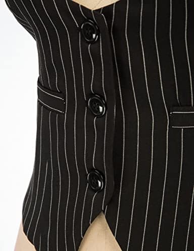 GRACE KARIN Black Vest for Women Blazer Vintage Pinstripe Vest Suit Jackets - Image 3