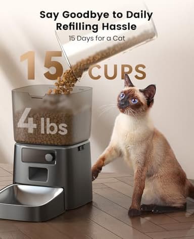 oneisall Automatic Cat Feeder, WiFi Cat Food Dispenser with App Control, Auto Cats Feeder Automatic for Dry Food, Smart Pet Food Dispenser with Portion Control for Small Pets Indoor - Image 5