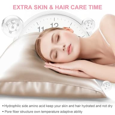 Mulberry Silk Pillow Cases Standard Size with Hidden Zipper, Ultra Smooth and Soft Breathable Cooling Silk Satin Pillowcase for Hair and Skin, Gifts for Women Men (Champagne, 20x26 Inches, 1 Pack) - Image 3