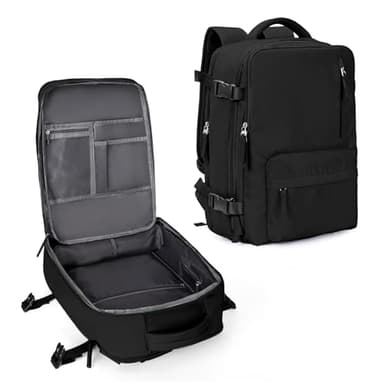 Large Travel Backpack Women Carry On Hiking Backpack Waterproof Outdoor Sports Casual Daypack Personal item Travel Bag Airplane Essentials Spirit Airline Flight Approved Shoes Compartment Men,Black - Image 1