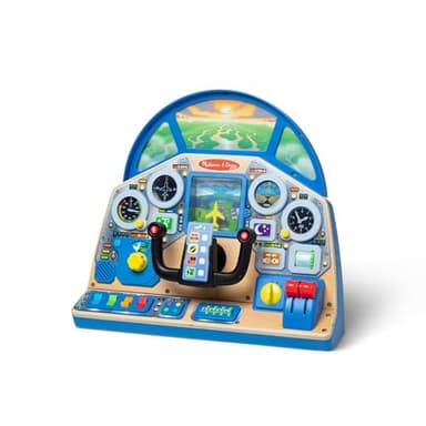 Melissa & Doug Jet Pilot Interactive Dashboard, Pretend Play Airplane Cockpit with Steering Yoke, Lights, Sounds, Buttons & Switches for Fidget Play, Wooden Toys for Kids Ages 3+ - FSC Certified - Image 1