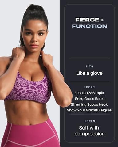 Aoxjox Women's Workout Sports Bras Fitness Ivy Low Impact Bra Yoga Crop Tank (Purple Leaf Print, Medium) - Image 5