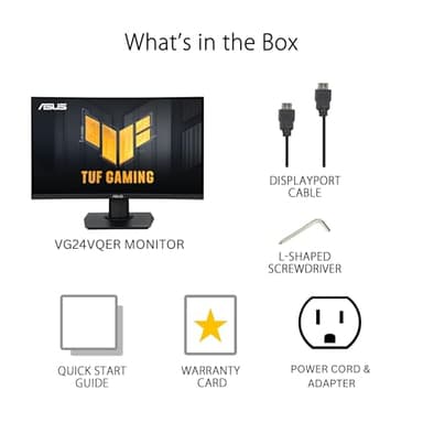ASUS TUF Gaming 24” (23.6 inch viewable) Curved Monitor (VG24VQER) – FHD, 180Hz, 1ms, DCI-P3 90%, Extreme Low Motion Blur Sync, FreeSync, Shadow Boost, Eye Care, DisplayWidget Center, 3yr Warranty - Image 7