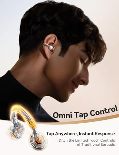 JOYROOM OE3 Open Ear Earbuds, Wireless Clip On Earbuds Headphones, Auto L-R Recognition, Omni Tap Control, Immersive Sound, Ultra-Light 4.9g Fit, Comfortable for Workouts and Daily Use, (Silver White) - Image 5