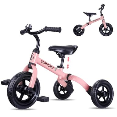 YGJT 3 in 1 Tricycle for Toddlers Age 2-5 Years Old, Folding Kids Balance Bike with Adjustable Seat and Removable Pedal, Toddler Bike Ride-on Toys for Infant, Gifts for Baby Girls Birthday(Pink) - Image 1