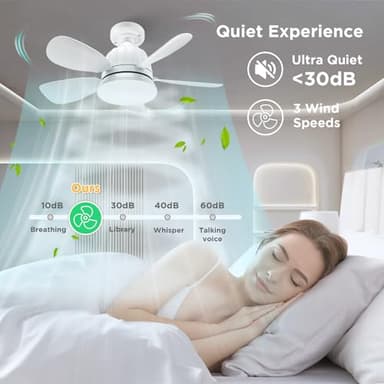 OSTIVE Socket Fan Light with Remote: 18'' Small Ceiling Fans with Lights, 2000 Lumens Dimmable Led Bulb, 3 Colors 3000K-6500K, Easy Install Screw in E26 Base for Bedroom Living Room Kitchen Garage - Image 6
