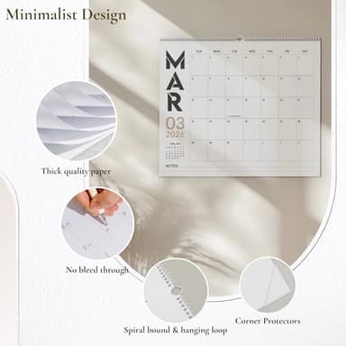 Paper Play Horizontal Wall Calendar 2025-2026, 18 Months Hanging Calendar (January 2025 to June 2026) Modern Design with Notes Section 11x13.5 Inches - Image 3