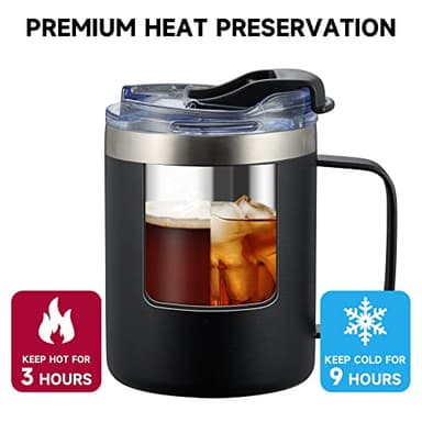 ALOUFEA 12oz Insulated Coffee Mug Cup with Handle, Stainless Steel Travel Coffee Mug with Flip Lid, Double Wall Vacuum Coffee Tumbler,Plum - Image 3