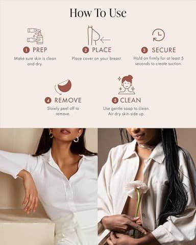 Bare Babe Reusable Silicone Nipple Covers - Waterproof, Nude, 4 Shades - Sticky Breast Stickers for Strapless Dress (Caramel, Large) - Image 9