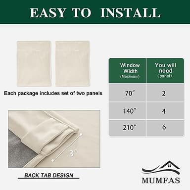 MUMFAS Velvet Curtains 120 Inches Long Floor to Ceiling Backdrop Extra Long Tall Curtains Drapery for Living Room, Ivory/Off White, Back Tab Rod Pocket 52 by 120 Inches Long 10 FT/Feet Length - Image 3