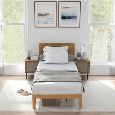 Sweetcrispy Solid Wood Bed Frame, Twin Size Bed Base with Wood Slat Support, Sturdy, Stylish & Noise-Free Design, No Box Spring Needed, Easy Assembly, 12 in Natural Pine - Image 7