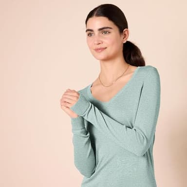 Amazon Essentials Women's Regular-Fit Lightweight Long-Sleeve V-Neck Sweater (Available in Plus Size), Sage Green Heather, XX-Large - Image 4