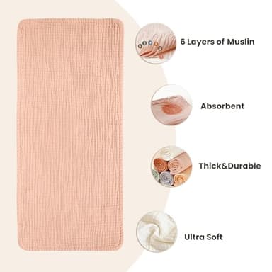 Konssy Muslin Baby Burp Cloths 6 Pack, Soft Absorbent 100% Cotton Burping Clothes for Newborns, Baby Boys and Girls, Unisex - Image 3