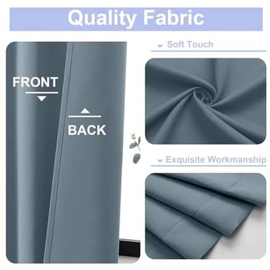 Simplebrand Ava Stone Blue Blackout Curtains for Bedroom 84 Inch Length 2 Panels Set, Solid Thermal Insulated Privacy Living Room Window Treatment Curtains Blackout Drapes, W40 x L84 Inch, Stone Blue - Image 3
