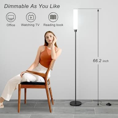 Nukanu Floor Lamp with Remote Control,Bright Floor Lamps for Living Room/Bedroom/Office, Stepless Adjustable 3000K-6000K Colors and 10-100% Brightness,Standing Light with Foot Switch (Black) - Image 2