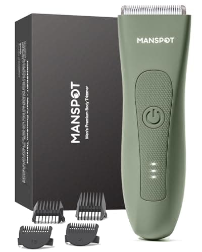 MANSPOT Manscape Hair Finishing Trimmers, Pubic Hair Trimmer for Men and Women, Electric Ball Trimmer Pubic Shaver,Hypoallergenic Ceramic Blade Heads,Waterproof Wet/Dry Groin Shaver,20 Times Usage - Image 1