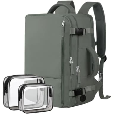 Hanples Women's Large 17.3 Inch Laptop Backpack, Olive Green, Waterproof, Suitable for Air Travel - Image 1