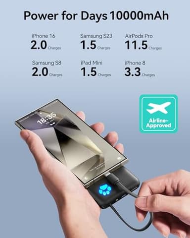 INIU Portable Charger, Slim 10000mAh Power Bank with Build in USB-C Cable, 20W Fast Charging Small Phone Charger, Flight Cruise Ship Trip Accessories Essentials for College Student Teen Boy Girl, Blue - Image 6