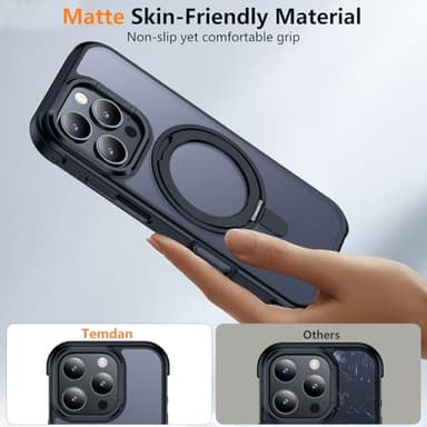 Temdan Magnetic for iPhone 16 Pro Case,[with 360°Rotatable Invisible Magnetic O-Ring Stand][Military Grade Shockproof][Compatible with MagSafe] Slim Translucent Matte Phone Case for iPhone 16 Pro 6.3" - Image 5