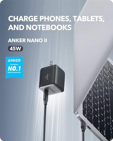 Anker USB C Charger, 713 Charger (Nano II 45W), GaN II PPS Fast Compact Foldable Charger for MacBook Pro, Galaxy, iPhone 15, Steam Deck, and More - Image 2