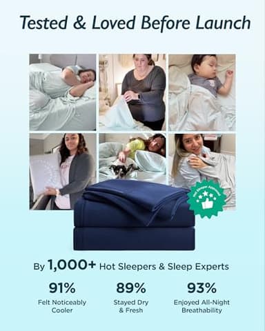 Breescape Cooling Sheet Set Twin XL Size - BlendTek™ Dry & Cool Technology for Hot Sleepers and Night Sweats, Q-Max>0.46 Tech, Deep Pocket Up to 18", 360° Elastic Band, Twilight Blue - Image 3