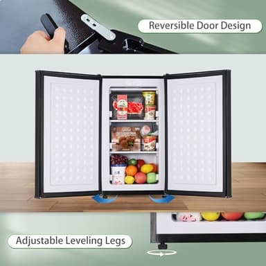 Upright Freezer 3.6 Cubic Feet, Mini Freezer with Removable Baskets, 3 Level Adjustable Temperature from -13°F to 23°F, Manual Defrosting, Reversible Stainless Steel Door, Suitable for Home, Black - Image 5
