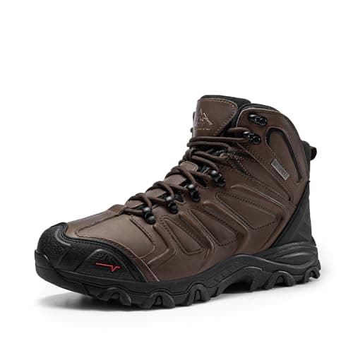NORTIV 8 Men's Ankle High Waterproof Hiking Boots Outdoor Lightweight Shoes Trekking Trails Armadillo,Size 11,Dark Brown-Leather,160448_M - Image 1