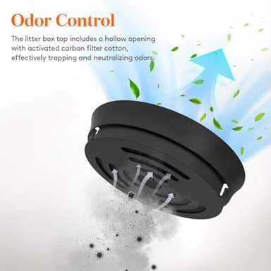 Lifewit Litter Box Cat with Faux Plant & Scoop, Hidden Enclosure Litter Tray with Odor Control & Carbon Filter in Living Room, Bedroom, Corner, Black - Image 5