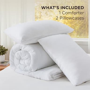 Bedsure King Size Comforter Set, White Soft Prewashed Bedding for All Seasons, 3 Pieces GentleSoft™ Warm Down Alternative Bed Set, 1 Lightweight Comforter (104"x90") and 2 Pillowcases (20"x36") - Image 6