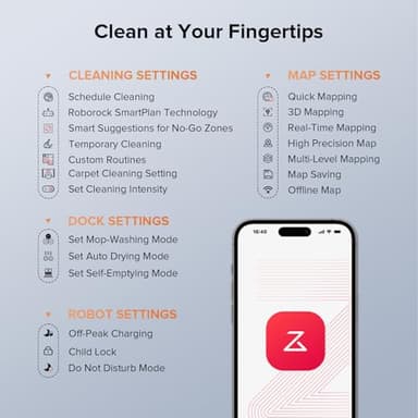 Roborock Qrevo Edge S5A Robot Vacuum and Mop, 18,500Pa, Zero-Tangling, DuoDivide Main Brush, FlexiArm Side Brush, Hot Water Mop Washing & Self-Cleaning, Warm Air Drying, Self-Emptying, Black - Image 8