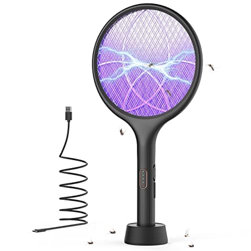 YISSVIC Electric Fly Swatter 4000V Bug Zapper Racket Dual Modes Mosquito Killer with Purple Mosquito Light Rechargeable for Indoor Home Office Backyard Patio Camping - Image 1
