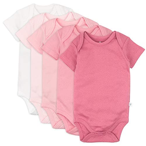 Honestbaby Organic Cotton Short Sleeve Bodysuits Multi Pack, 5 Pack Pink Ombre, 12 Months - Image 1