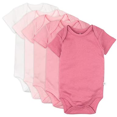 Honestbaby Organic Cotton Short Sleeve Bodysuits Multi Pack, 5 Pack Pink Ombre, 12 Months - Image 1