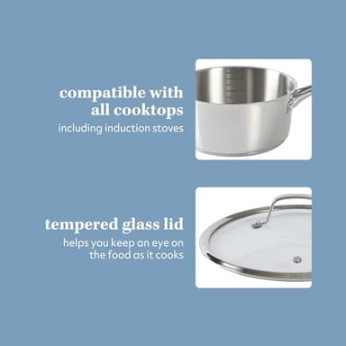 Sur La Table Kitchen Essentials Chef's Deck 10 Piece Stainless Steel Non Toxic Pots and Pans Kitchen Cookware Set w/Triply Encapsulated Base - Induction Safe - Image 6